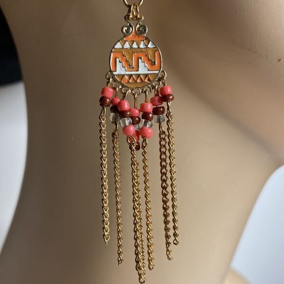 Colorful Beaded Drop Earrings - Picture 3 of 5